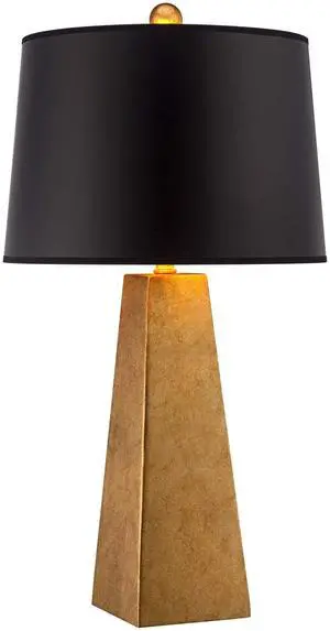 Obelisk Modern Table Lamp 26" High Gold Leaf Tapered Column Black Paper Drum Shade Decor for Bedroom Living Room House Home Bedside Nightstand Office Entryway Kids Family Obelisk Modern Table Lamp 26" High Gold Leaf Tapered Column Black Paper Drum Shade Decor for Bedroom Living Room House Home Bedside Nightstand Office Entryway Kids Family