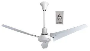 56" Industrial Indoor/Outdoor Moisture Resistant Ceiling Fan with Control, White, Poly Blades 56" Industrial Indoor/Outdoor Moisture Resistant Ceiling Fan with Control, White, Poly Blades