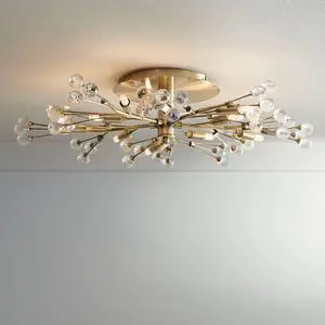 Modern Ceiling Light Semi Flush Mount Fixture 10-Light LED 27 1/2" Wide Brass Gold Metal Crystal Berries for Bedroom Kitchen Living Room Family Hallway Bathroom House Dining Modern Ceiling Light Semi Flush Mount Fixture 10-Light LED 27 1/2" Wide Brass Gold Metal Crystal Berries for Bedroom Kitchen Living Room Family Hallway Bathroom House Dining