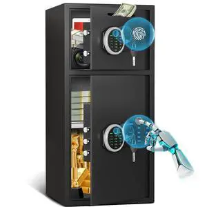 Large Fingerprint Safe Box Fireproof Waterproof, 6.5 Cu ft 2 Door Safe with LED Light and Dual Alarm System, Home Safes Digital Keypad & Mute Function, Security for Money Document Cash Storage Large Fingerprint Safe Box Fireproof Waterproof, 6.5 Cu ft 2 Door Safe with LED Light and Dual Alarm System, Home Safes Digital Keypad & Mute Function, Security for Money Document Cash Storage