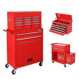 8-Drawer Rolling Tool Chest, Tool Storage Cabinet w/Lockable Wheels, Detachable Top, Drawers & Side Hooks, Mechanic Tool Organizer Box for Garage Warehouse Repair Shop 8-Drawer Rolling Tool Chest, Tool Storage Cabinet w/Lockable Wheels, Detachable Top, Drawers & Side Hooks, Mechanic Tool Organizer Box for Garage Warehouse Repair Shop