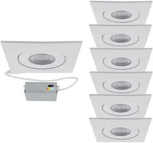 Lotos 4in LED Square Adjustable Recessed Light 5-CCT Selectable 9W 700 Lumens IC-Rated Airtight 120V-277V Universal in White (Pack of 6) Lotos 4in LED Square Adjustable Recessed Light 5-CCT Selectable 9W 700 Lumens IC-Rated Airtight 120V-277V Universal in White (Pack of 6)