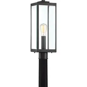 Westover 21.25" Outdoor Post Lantern, Earth Black | 1-Light, Clear Beveled Glass, E26 Base, ETL Wet Rated Westover 21.25" Outdoor Post Lantern, Earth Black | 1-Light, Clear Beveled Glass, E26 Base, ETL Wet Rated