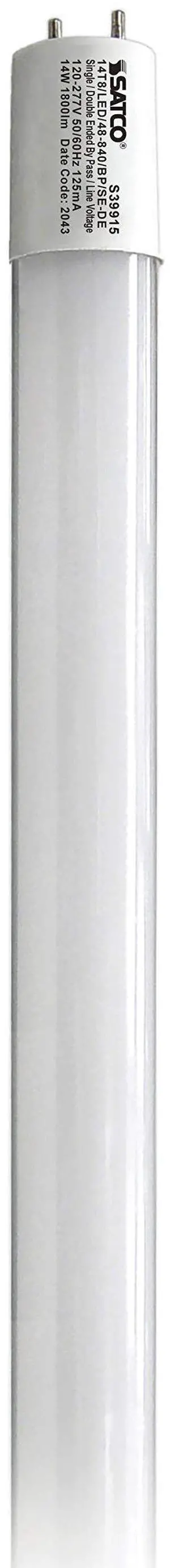 (25 Pack Tube Lighting, Part Number S39915;14 Watt T8 LED; 4Ft; 4000K; Medium Bi Pin Base; 50000 Average Rated Hours; 1800 Lumens; Type B; Ballast Bypass; Single or Double Ended Wiring (25 Pack Tube Lighting, Part Number S39915;14 Watt T8 LED; 4Ft; 4000K; Medium Bi Pin Base; 50000 Average Rated Hours; 1800 Lumens; Type B; Ballast Bypass; Single or Double Ended Wiring