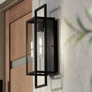 Jericho 19" High Black Modern Industrial Outdoor Wall Light Fixture | Textured Metal Clear Glass Panel for Exterior House Porch Patio Outside Deck Garage Yard Front Door Garden Home Jericho 19" High Black Modern Industrial Outdoor Wall Light Fixture | Textured Metal Clear Glass Panel for Exterior House Porch Patio Outside Deck Garage Yard Front Door Garden Home