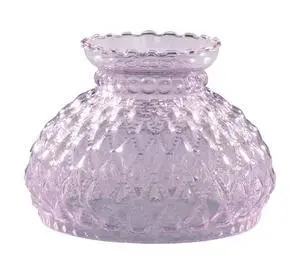 ® 7 Inch Fitter Pink Diamond Quilted Pattern Glass Student Shade with Crimped Top Design and 5 1/2 inch Height for Vintage and Antique Style Globes ® 7 Inch Fitter Pink Diamond Quilted Pattern Glass Student Shade with Crimped Top Design and 5 1/2 inch Height for Vintage and Antique Style Globes