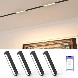 4-Pack Magnetic Floodlight Track Lighting Head, 15W Linear Light | LED Lamp for Track Light, Dimmable Linear Light with APP Remote Control, CCT 3000K-6000K, ETL Certified Ceiling Lighting 4-Pack Magnetic Floodlight Track Lighting Head, 15W Linear Light | LED Lamp for Track Light, Dimmable Linear Light with APP Remote Control, CCT 3000K-6000K, ETL Certified Ceiling Lighting