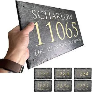 Sassy Squirrel Fully Customizable Slate Home Address Plaque (16"x10") Sassy Squirrel Fully Customizable Slate Home Address Plaque (16"x10")