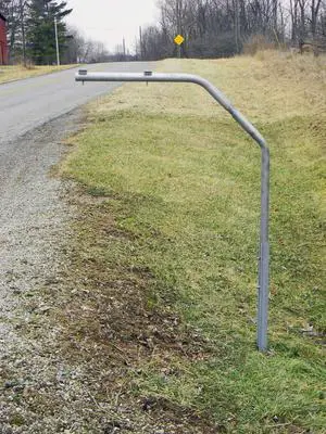 RTC SwingAway Mailbox Support, 36-inch arm, Galvanized Steel Mailbox Post Swings Away When Impacted RTC SwingAway Mailbox Support, 36-inch arm, Galvanized Steel Mailbox Post Swings Away When Impacted