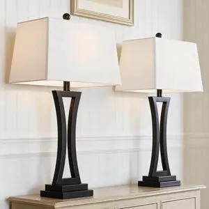 Modern Table Lamps Set of 2 for Living Room, 3-Way Dimmable Bedside Lamps with White Rectangular Shade, 30.75'' Tall Nightstand Lamp for Bedroom, Office, Entryway(Black) Modern Table Lamps Set of 2 for Living Room, 3-Way Dimmable Bedside Lamps with White Rectangular Shade, 30.75'' Tall Nightstand Lamp for Bedroom, Office, Entryway(Black)