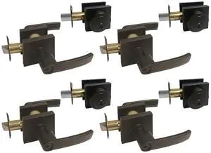 Dark Oil Rubbed Bronze Square Straight Corner Plate Entry Entrance keyed Levers with Matching Single Cylinder Deadbolts Combo Keyed Alike 8048DBR (4 Set) Dark Oil Rubbed Bronze Square Straight Corner Plate Entry Entrance keyed Levers with Matching Single Cylinder Deadbolts Combo Keyed Alike 8048DBR (4 Set)