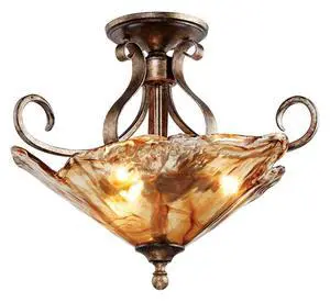 Amber Scroll 20 1/4" Wide Art Glass Semi-Flush Mount Ceiling Light Fixture | Rustic Golden Bronze for Cottage Core Bedroom Kitchen Living Room Hallway Bathroom Colors May Vary Amber Scroll 20 1/4" Wide Art Glass Semi-Flush Mount Ceiling Light Fixture | Rustic Golden Bronze for Cottage Core Bedroom Kitchen Living Room Hallway Bathroom Colors May Vary