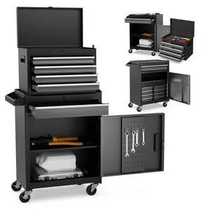 Rolling Tool Chest, 5-Drawer Tool Storage Cabinet with Wheels, Adjustable Shelf & Anti-Slip Liner, Tool Box Organizer for Garage, Warehouse & Workshop (Gray+Black) Rolling Tool Chest, 5-Drawer Tool Storage Cabinet with Wheels, Adjustable Shelf & Anti-Slip Liner, Tool Box Organizer for Garage, Warehouse & Workshop (Gray+Black)