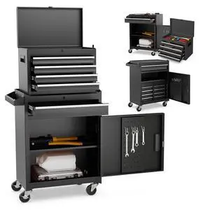 Rolling Tool Chest, 5-Drawer Tool Storage Cabinet with Wheels, Adjustable Shelf & Anti-Slip Liner, Tool Box Organizer for Garage, Warehouse & Workshop (Black) Rolling Tool Chest, 5-Drawer Tool Storage Cabinet with Wheels, Adjustable Shelf & Anti-Slip Liner, Tool Box Organizer for Garage, Warehouse & Workshop (Black)