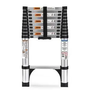 10.5FT Aluminum Telescoping Ladder, 330lbs Duty Rating, Non-Slip Triangle Stabilizers, Lightweight Collapsible Extension Ladder for Home & Outdoor Use 10.5FT Aluminum Telescoping Ladder, 330lbs Duty Rating, Non-Slip Triangle Stabilizers, Lightweight Collapsible Extension Ladder for Home & Outdoor Use