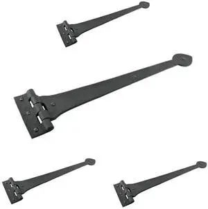 Pack of 4 Black Wrought Iron Heart Style Strap Hinge 18 Inch, Flush Mount Spade Tip Gate & Door Hinge, Rust Resistant Powder Coat Finish Pack of 4 Black Wrought Iron Heart Style Strap Hinge 18 Inch, Flush Mount Spade Tip Gate & Door Hinge, Rust Resistant Powder Coat Finish