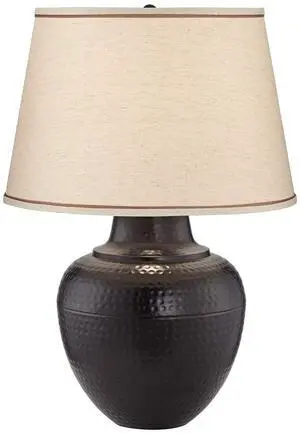 Brighton 27 1/4" Tall Table Lamp Hammered Pot Warm Bronze Brown Farmhouse | Rustic Southwest Metal Living Room Bedroom House Bedside Nightstand Home Office Family Beige Drum Shade Brighton 27 1/4" Tall Table Lamp Hammered Pot Warm Bronze Brown Farmhouse | Rustic Southwest Metal Living Room Bedroom House Bedside Nightstand Home Office Family Beige Drum Shade