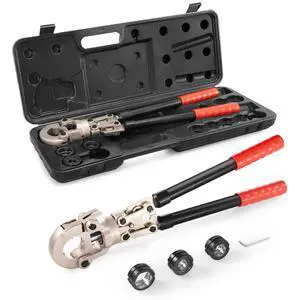 Copper Press Tool Tube Fittings Crimping Kit, 360° Rotatable Press Crimper Tool with 1/2", 3/4", 1" Quick Change Jaws, Locking Pin & Extendable Handle, Meet ASTM B88 and B75 Standard Copper Press Tool Tube Fittings Crimping Kit, 360° Rotatable Press Crimper Tool with 1/2", 3/4", 1" Quick Change Jaws, Locking Pin & Extendable Handle, Meet ASTM B88 and B75 Standard