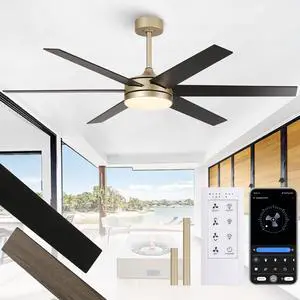 60 Inch Modern Ceiling Fan, Gold Ceiling Fan with Lights and Remote/App | Quiet Large Ceiling Fan for Bedroom Living Room, 6 Reversible Blades, Dimmable, 3CCT, 6 Speeds 60 Inch Modern Ceiling Fan, Gold Ceiling Fan with Lights and Remote/App | Quiet Large Ceiling Fan for Bedroom Living Room, 6 Reversible Blades, Dimmable, 3CCT, 6 Speeds