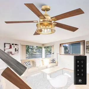 52 Inch Ceiling Fans with Lights and Remote, Rustic Gold Ceiling Fan | Ceiling Fan for Living Room Bedroom, 2 Color Blades, 3 Speeds, 3 CCT, Timing and Memory Function(Bulb not included) 52 Inch Ceiling Fans with Lights and Remote, Rustic Gold Ceiling Fan | Ceiling Fan for Living Room Bedroom, 2 Color Blades, 3 Speeds, 3 CCT, Timing and Memory Function(Bulb not included)