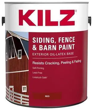 KILZ Barn Red Oil/Water-Based Siding, Fence and Barn Paint Exterior 1 Gal. - Case of: 4 KILZ Barn Red Oil/Water-Based Siding, Fence and Barn Paint Exterior 1 Gal. - Case of: 4