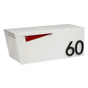 White Colour Post-Mounted Modern Mailbox with Personalized Address Numbers #HC101 (with Two Address Numbers) White Colour Post-Mounted Modern Mailbox with Personalized Address Numbers #HC101 (with Two Address Numbers)