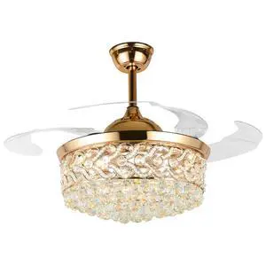 42" Crystal Ceiling Fan with Light Modern Chandelier | Modern Chandelier Retractable Blades Fandelier Remote Control 3 Speeds 3 Colors Silent 42" Crystal Ceiling Fan with Light Modern Chandelier | Modern Chandelier Retractable Blades Fandelier Remote Control 3 Speeds 3 Colors Silent
