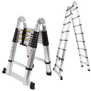 16.5 FT A Frame Telescoping Ladder Adjustable Multi-Purpose Collapsible Extension Ladder,Heavy Duty 330 lbs Max Capacity, Ideal for Home and Outdoor Work (Silver, 16.5FT-A Frame) 16.5 FT A Frame Telescoping Ladder Adjustable Multi-Purpose Collapsible Extension Ladder,Heavy Duty 330 lbs Max Capacity, Ideal for Home and Outdoor Work (Silver, 16.5FT-A Frame)