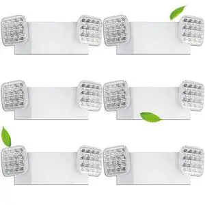 6 Pack LED Emergency Lights with Battery Backup, Dual Head Emergency Lighting Fixtures, Business & Power Outage, 120-277V AC, White, 180Mins 6 Pack LED Emergency Lights with Battery Backup, Dual Head Emergency Lighting Fixtures, Business & Power Outage, 120-277V AC, White, 180Mins