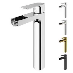 Amada Waterfall Single-Handle Single-Hole Mount Vessel Bathroom Sink Faucet, 10-Inch, Chrome, Modern Design, Solid Brass, 1.2 GPM WaterSense & Ceramic Disc Valve, Corrosion-Resistant Amada Waterfall Single-Handle Single-Hole Mount Vessel Bathroom Sink Faucet, 10-Inch, Chrome, Modern Design, Solid Brass, 1.2 GPM WaterSense & Ceramic Disc Valve, Corrosion-Resistant