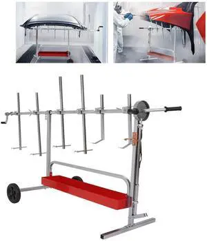 Auto Body Paint Stand 6 Racks, 360°Rotation w/Adjustable Bars, 2 | Wheels and Tool Tray Universal Paint Rack Drying Panel Tree Holder Stand for Automotive Bumper Fenders Door Engine Hood Auto Body Paint Stand 6 Racks, 360°Rotation w/Adjustable Bars, 2 | Wheels and Tool Tray Universal Paint Rack Drying Panel Tree Holder Stand for Automotive Bumper Fenders Door Engine Hood