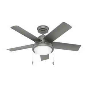 44" Seawall Outdoor Ceiling Fan, LED Light, Matte Silver, Pull Chain | WeatherMax coastal design for outdoor spaces. SureSpeed high velocity airflow, LED light, and pull chain control 44" Seawall Outdoor Ceiling Fan, LED Light, Matte Silver, Pull Chain | WeatherMax coastal design for outdoor spaces. SureSpeed high velocity airflow, LED light, and pull chain control