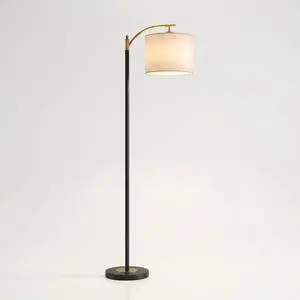 Rayna 61 1/2" Tall Black and Gold Downbridge Floor Lamp | Mid Century Modern Warm Metal Off-White Linen Drum Shade for Living Room Reading Bedroom Bedside Office Family House Home Rayna 61 1/2" Tall Black and Gold Downbridge Floor Lamp | Mid Century Modern Warm Metal Off-White Linen Drum Shade for Living Room Reading Bedroom Bedside Office Family House Home
