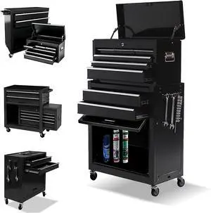 8-Drawer High Capacity Rolling Tool Box with Wheels,Rolling Tool Chest with Drawer,Tool Box on 4 Wheels with Lock, Tool Storage Cabinet Removable Portable Box for Garage Warehouse (Black) 8-Drawer High Capacity Rolling Tool Box with Wheels,Rolling Tool Chest with Drawer,Tool Box on 4 Wheels with Lock, Tool Storage Cabinet Removable Portable Box for Garage Warehouse (Black)