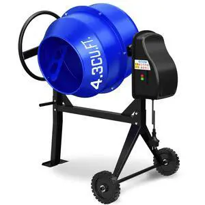 4.3 Cu. Ft. Cement Mixer, Portable Electric Concrete Mixer | Heavy Duty 450W Mixer with Wheels & Stand, 3/5 HP Motor for Mortar, Stucco, Fodder and Small Construction Jobs 4.3 Cu. Ft. Cement Mixer, Portable Electric Concrete Mixer | Heavy Duty 450W Mixer with Wheels & Stand, 3/5 HP Motor for Mortar, Stucco, Fodder and Small Construction Jobs
