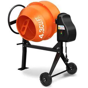 4.3 Cu. Ft. Cement Mixer, Portable Electric Concrete Mixer | Heavy Duty 450W Mixer with Wheels & Stand, 3/5 HP Motor for Mortar, Stucco, Fodder and Small Construction Jobs, Orange 4.3 Cu. Ft. Cement Mixer, Portable Electric Concrete Mixer | Heavy Duty 450W Mixer with Wheels & Stand, 3/5 HP Motor for Mortar, Stucco, Fodder and Small Construction Jobs, Orange