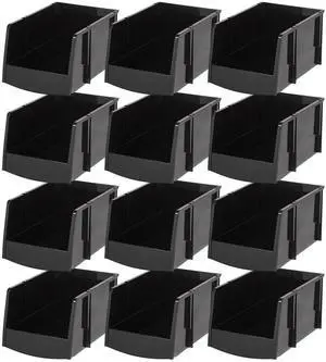 12 Pack Stackable Storage Bins Open Front Plastic Organizer Caddy Basket, Hardware Crafts, Small Parts, Nuts/Bolts, Garage Tools, Jumbo 12 Pack Stackable Storage Bins Open Front Plastic Organizer Caddy Basket, Hardware Crafts, Small Parts, Nuts/Bolts, Garage Tools, Jumbo
