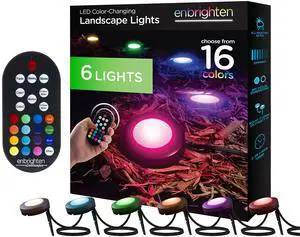 Landscape Lighting, 50ft, 6 Lights, Remote Control | Color Changing LEDs, Waterproof, Plastic Stakes, 10ft Spacing for Flexible Install, All-in-One Garden & Path Lighting Kit Landscape Lighting, 50ft, 6 Lights, Remote Control | Color Changing LEDs, Waterproof, Plastic Stakes, 10ft Spacing for Flexible Install, All-in-One Garden & Path Lighting Kit