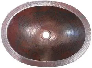 Simply Copper 16" Rustic Oval Copper Bathroom Sink Dual Mount Installation | Undermount or Drop In Simply Copper 16" Rustic Oval Copper Bathroom Sink Dual Mount Installation | Undermount or Drop In