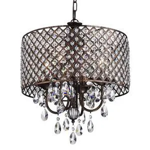 Marya Drum Crystal Chandelier, 4 Lights Glam Lighting Fixture, Antique Copper Finish, Adjustable Ceiling Light with Round Crystal Drum Shade for Living Room, Bedroom, Kitchen Marya Drum Crystal Chandelier, 4 Lights Glam Lighting Fixture, Antique Copper Finish, Adjustable Ceiling Light with Round Crystal Drum Shade for Living Room, Bedroom, Kitchen