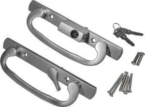 8.5" Legacy Sliding Patio Glass Door Offset Latch Brushed Chrome Handle Set with Keys - Sash Controls 2265 Keyed Lock - Fits 3-15/16" Screw Hole Spacing and 1-1/4" to 2-1/4" Door Thickness 8.5" Legacy Sliding Patio Glass Door Offset Latch Brushed Chrome Handle Set with Keys - Sash Controls 2265 Keyed Lock - Fits 3-15/16" Screw Hole Spacing and 1-1/4" to 2-1/4" Door Thickness