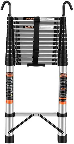 Telescoping Ladder, 16.5 FT Extension Ladder w/Hooks, Heavy Duty 330lbs Max Capacity, Collapsible Telescopic Ladder for Rv, Roof, Outdoor Telescoping Ladder, 16.5 FT Extension Ladder w/Hooks, Heavy Duty 330lbs Max Capacity, Collapsible Telescopic Ladder for Rv, Roof, Outdoor
