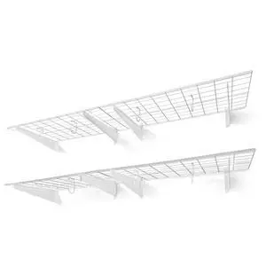 Garage Shelving Wall Mounted 72x18 Inch, Heavy Duty Metal Wall Shelves with 4 Bike Hooks, 500lbs Capacity Storage Rack for Garage Organization System, White Garage Shelving Wall Mounted 72x18 Inch, Heavy Duty Metal Wall Shelves with 4 Bike Hooks, 500lbs Capacity Storage Rack for Garage Organization System, White