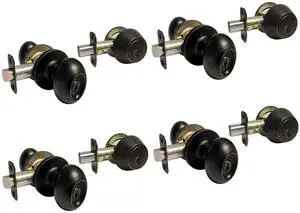 Dark Oil Rubbed Bronze Entry Entrance Oval Egg Shaped Knob Handle with Matching Single Cylinder Deadbolt Combo Combo Pack Keyed Alike 6093DBR (4 Set) Dark Oil Rubbed Bronze Entry Entrance Oval Egg Shaped Knob Handle with Matching Single Cylinder Deadbolt Combo Combo Pack Keyed Alike 6093DBR (4 Set)