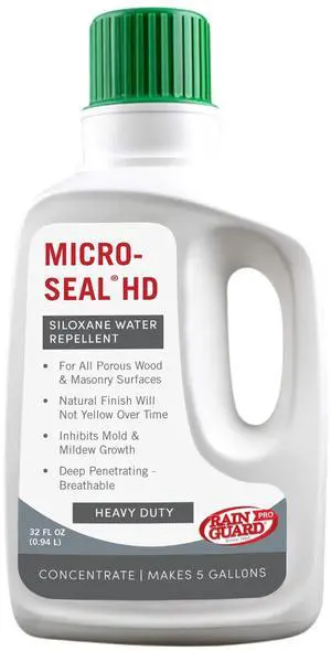 Rain Guard Water Sealers CR-2405 Micro-Seal Concentrate HIGH Solids Sealer Covering Up to 1500 Sq. Ft. All Masonry Surfaces. 1 Quart Clear Penetrating Silane and Siloxane Professional Grade Rain Guard Water Sealers CR-2405 Micro-Seal Concentrate HIGH Solids Sealer Covering Up to 1500 Sq. Ft. All Masonry Surfaces. 1 Quart Clear Penetrating Silane and Siloxane Professional Grade