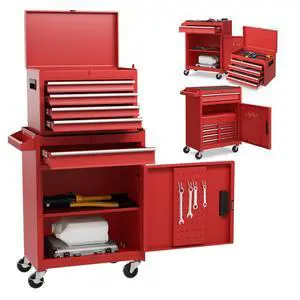 Rolling Tool Chest, 5-Drawer Tool Storage Cabinet with Wheels, Adjustable Shelf & Anti-Slip Liner, Tool Box Organizer for Garage, Warehouse & Workshop (Red) Rolling Tool Chest, 5-Drawer Tool Storage Cabinet with Wheels, Adjustable Shelf & Anti-Slip Liner, Tool Box Organizer for Garage, Warehouse & Workshop (Red)