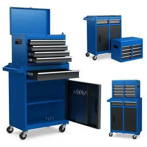 Rolling Tool Chest, 5-Drawer Tool Storage Cabinet with Wheels, Adjustable Shelf & Anti-Slip Liner, Tool Box Organizer for Garage, Warehouse & Workshop (Blue+Black) Rolling Tool Chest, 5-Drawer Tool Storage Cabinet with Wheels, Adjustable Shelf & Anti-Slip Liner, Tool Box Organizer for Garage, Warehouse & Workshop (Blue+Black)