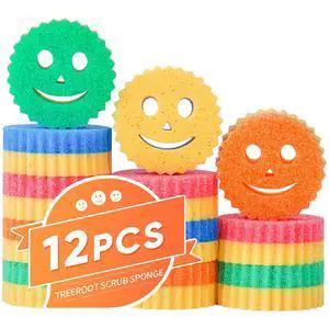 12 Colorful Smile Scrub Sponges, Temperature Controlled Dish Sponge, Double Sided Bulk Kitchen Sponges for Cleaning, Multi Functional Cleaning Sponge for Kitchen, Bathroom, Floor 12 Colorful Smile Scrub Sponges, Temperature Controlled Dish Sponge, Double Sided Bulk Kitchen Sponges for Cleaning, Multi Functional Cleaning Sponge for Kitchen, Bathroom, Floor