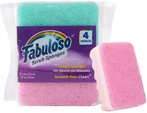 Scratch-Free Kitchen Dish Sponges, Rainbow Cellulose Scrubber Sponge with Scouring Pad for Dishes, Pots, Pans, Counters and Sinks, Tough on Messes, 4.25 x 2.75 x 1.25 in, 4 Count Scratch-Free Kitchen Dish Sponges, Rainbow Cellulose Scrubber Sponge with Scouring Pad for Dishes, Pots, Pans, Counters and Sinks, Tough on Messes, 4.25 x 2.75 x 1.25 in, 4 Count