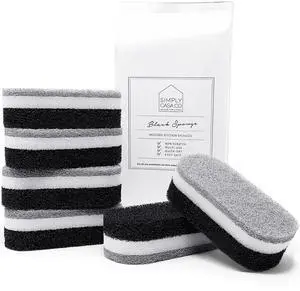 Kitchen Dish Cleaning Sponges - Pack of 6 | Non-Scratch & Fast-Drying | Reusable Scrubbers for Kitchen & Household Use | Stylish Black & White Design Kitchen Dish Cleaning Sponges - Pack of 6 | Non-Scratch & Fast-Drying | Reusable Scrubbers for Kitchen & Household Use | Stylish Black & White Design